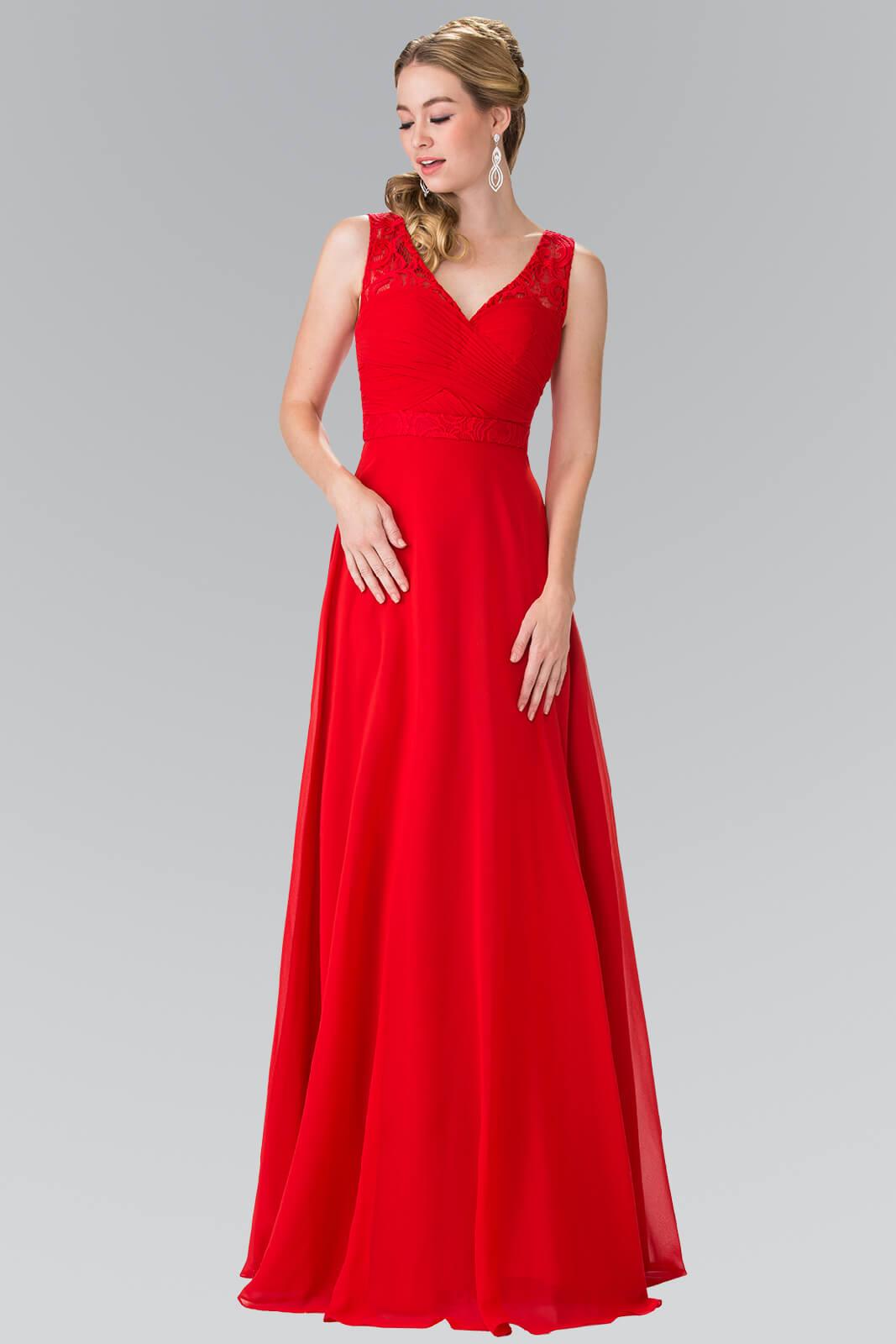 V-Neck Chiffon Long Formal Dress