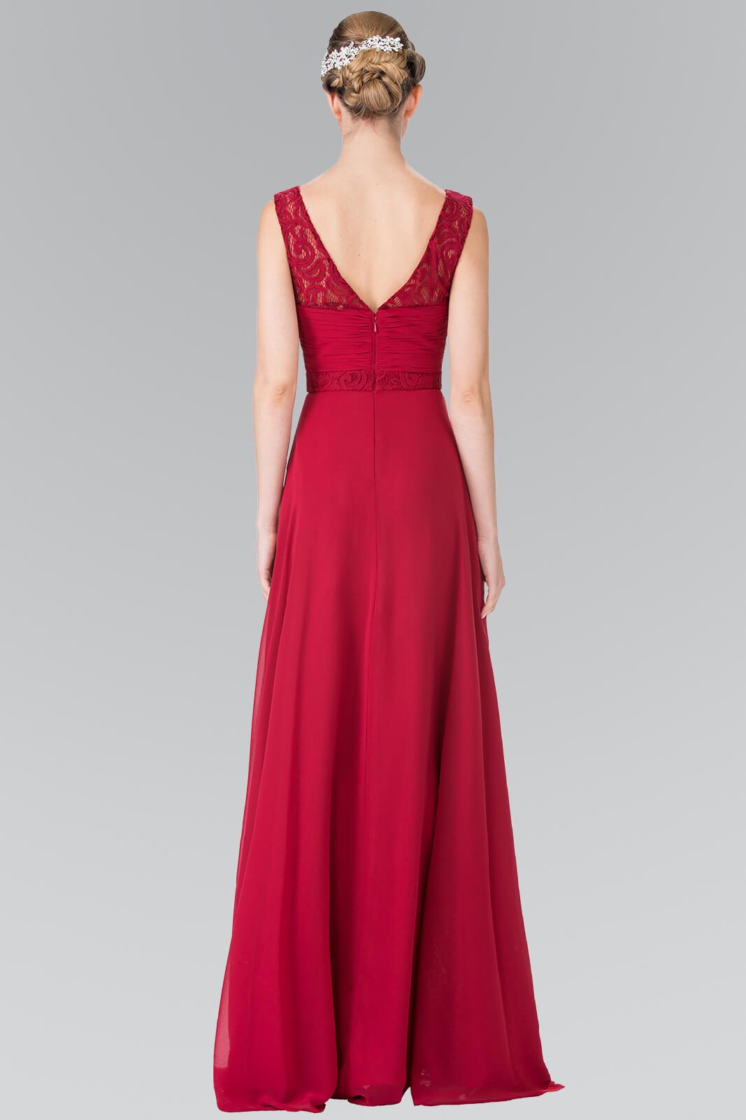 V-Neck Chiffon Long Formal Dress - The Dress Outlet