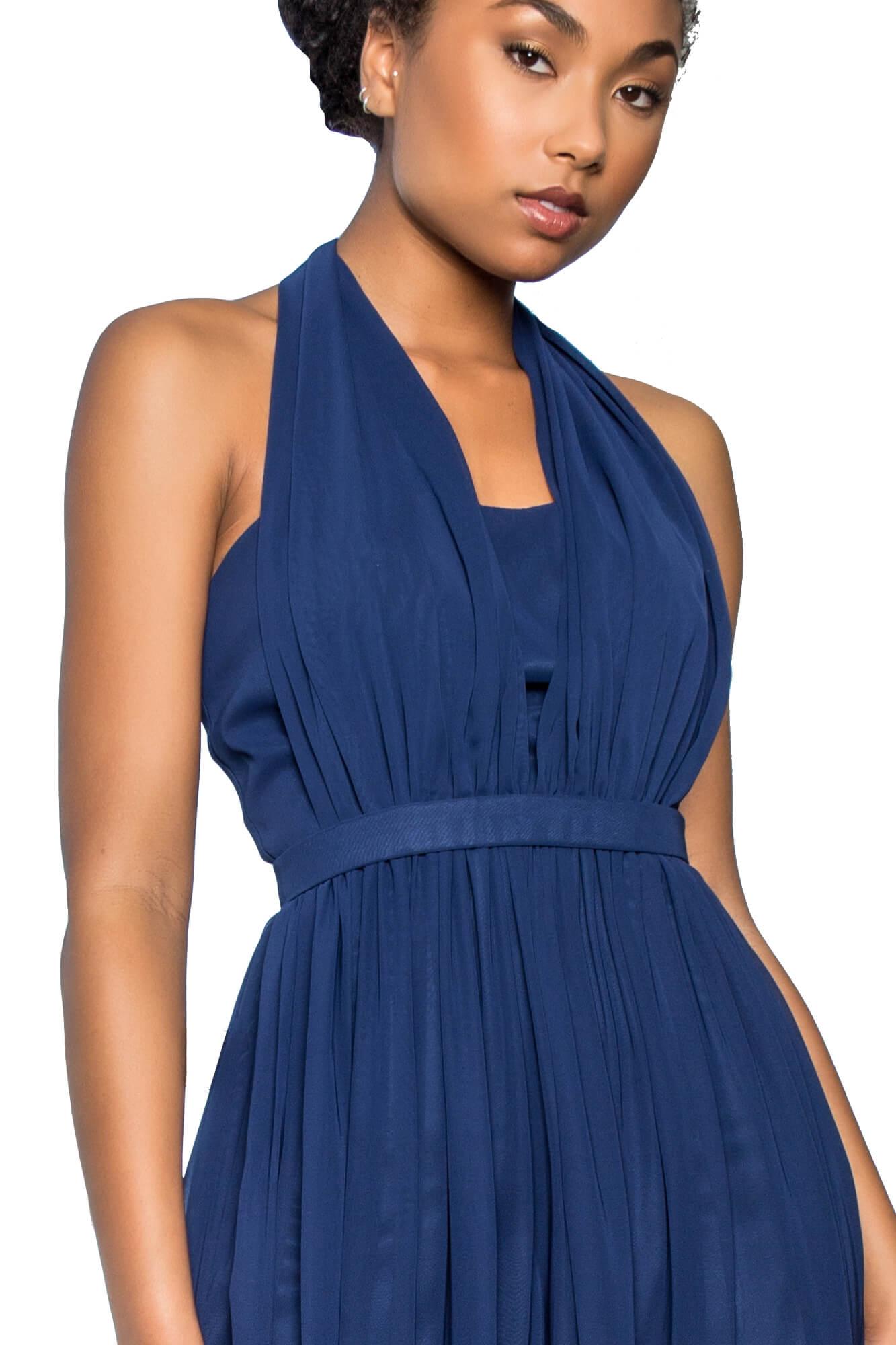 V-Neck Halter Chiffon Long Formal Dress