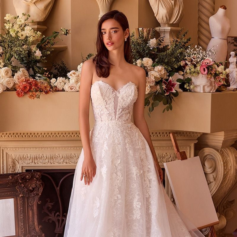 Wedding Dresses Ball Gown Long Bridal Layered Floral Wedding Dress Off White