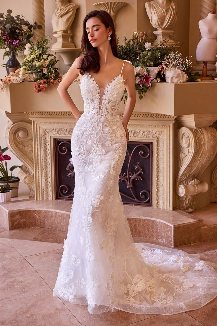 Wedding Dresses Long Fitted Lace Wedding Dress Off White