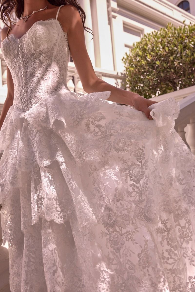 Sweetheart Floor-Length with Train Lace Wedding Dress Ball Gown Andrea & Leo WL076