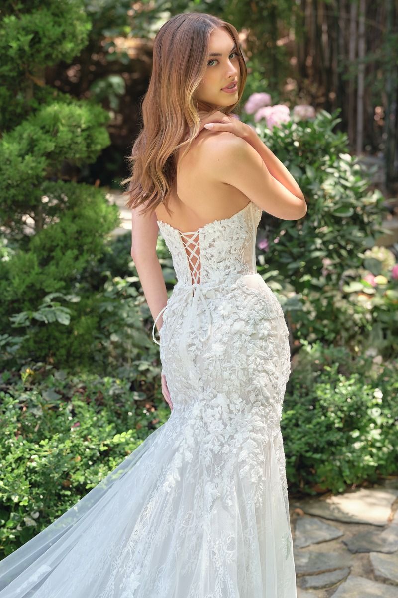 Wedding Dress Long Lace Bridal Mermaid Wedding Dress Off White