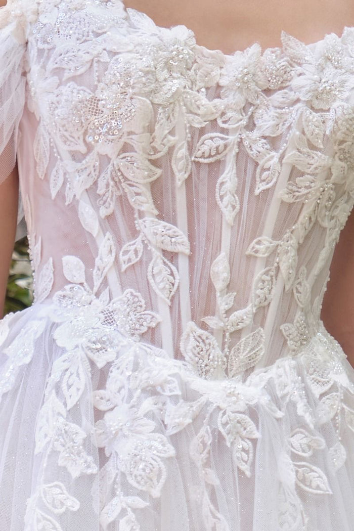 Wedding Dresses Long Bridal Lace Applique A Line Wedding Dress Off White