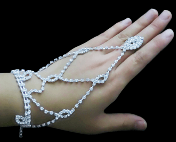 Silver Plated Wristband Crystal Rhinestone Bracelet Wedding