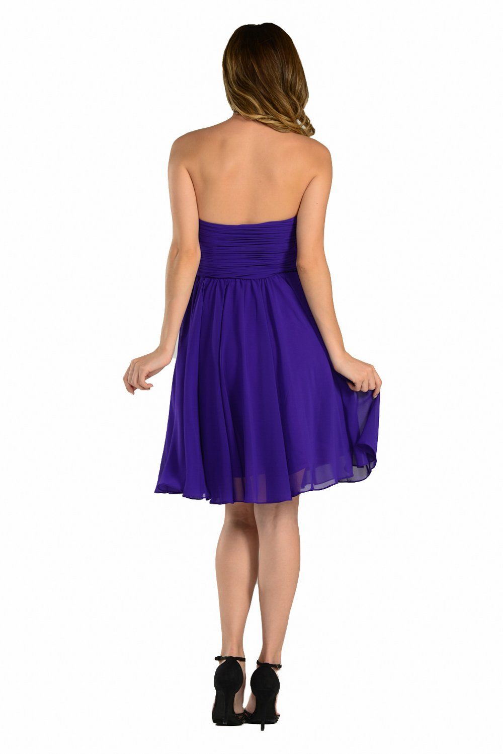 Strapless Curved Neck Knee-Length Chiffon Cocktail A-Line Poly USA 6744