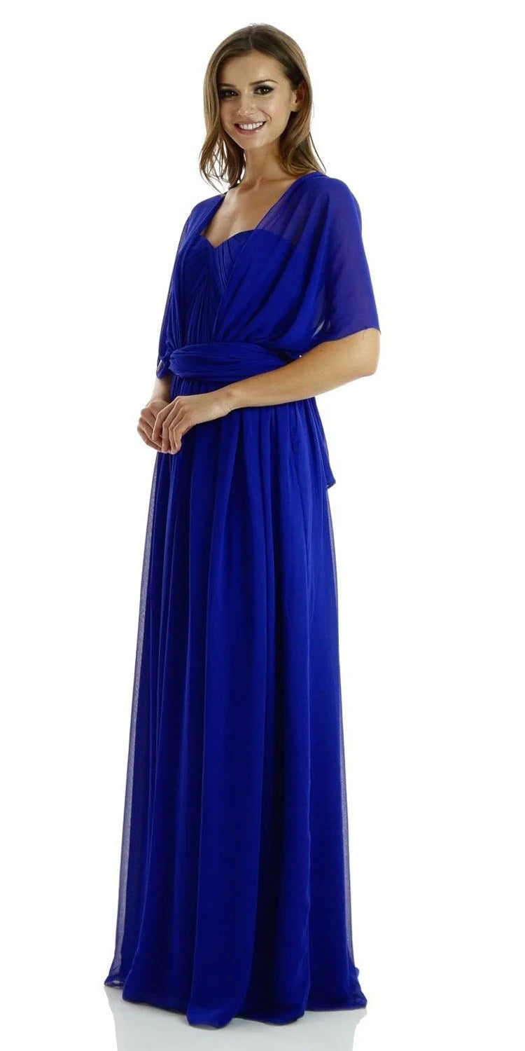 Royal Sweetheart Floor-Length Chiffon Prom Convertible Gown Poly USA 7156