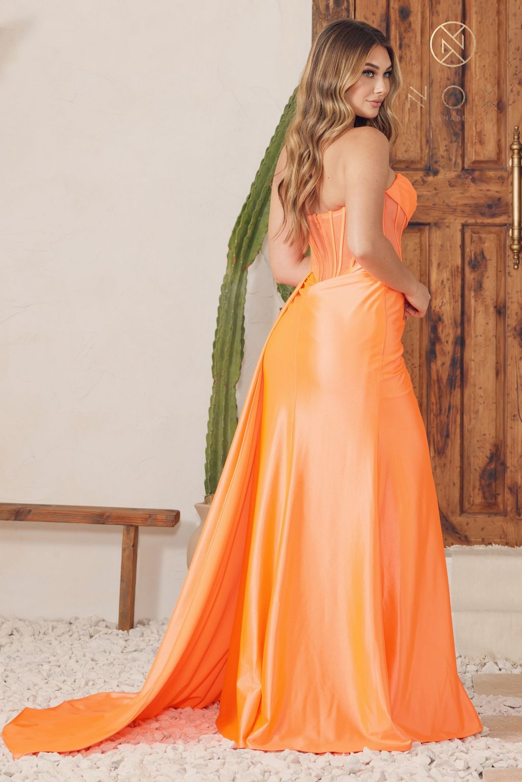 Prom Dresses Long Strapless Satin Prom Dress Orange