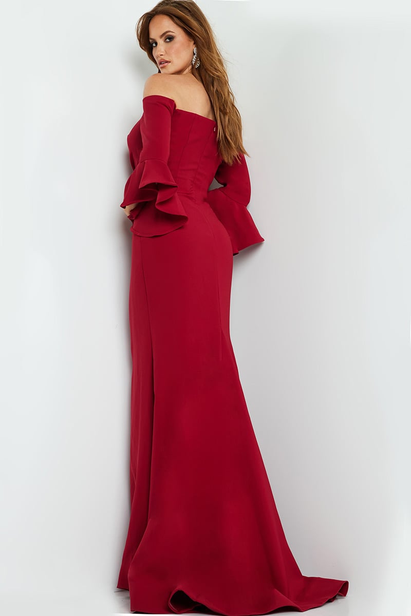 Mother of the Bride Dresses Mother of the Bride Off Shoulder Bell Sleeve Dress Cranberry