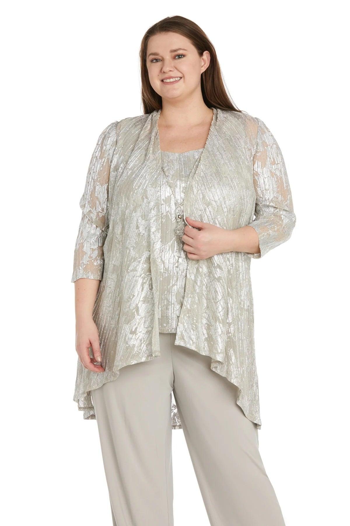 Pant Suit Long Formal Plus Size Pant Suit Champagne/Silver