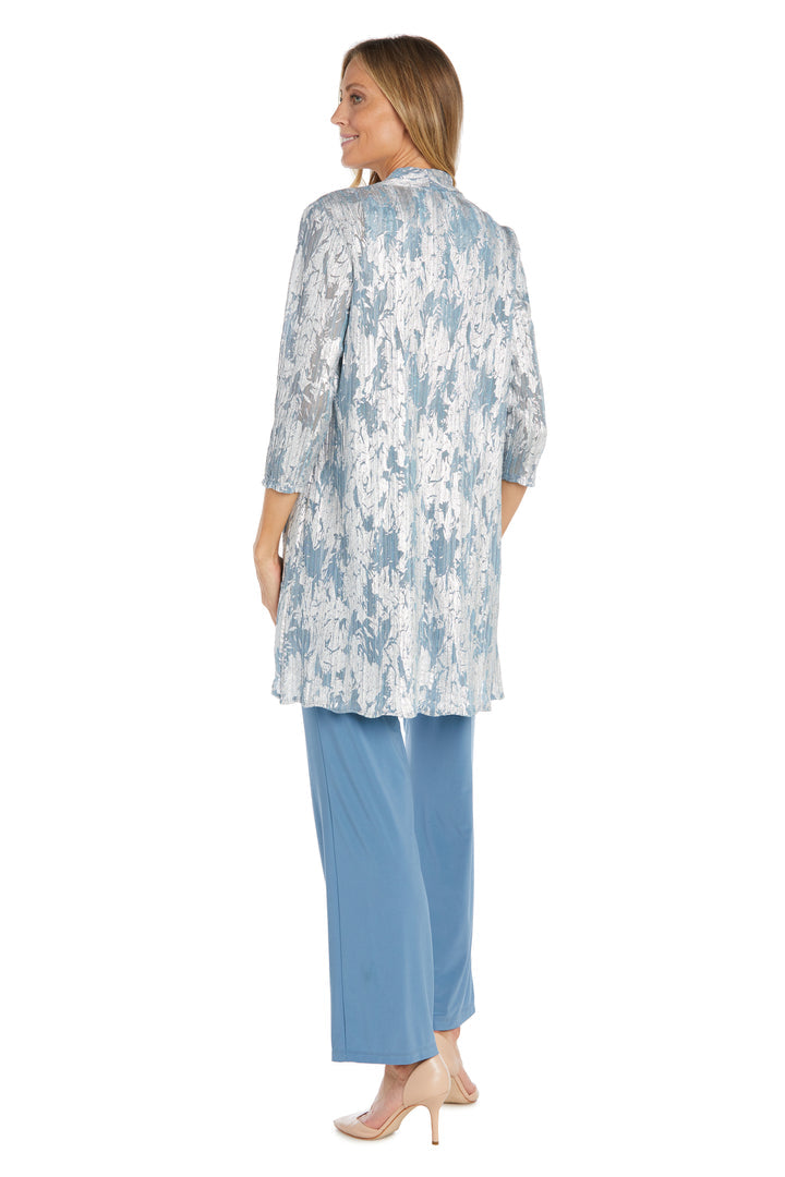 Pant Suit Mother of the Bride Long Formal Pant Suit Jacket Set Ocean/Silver