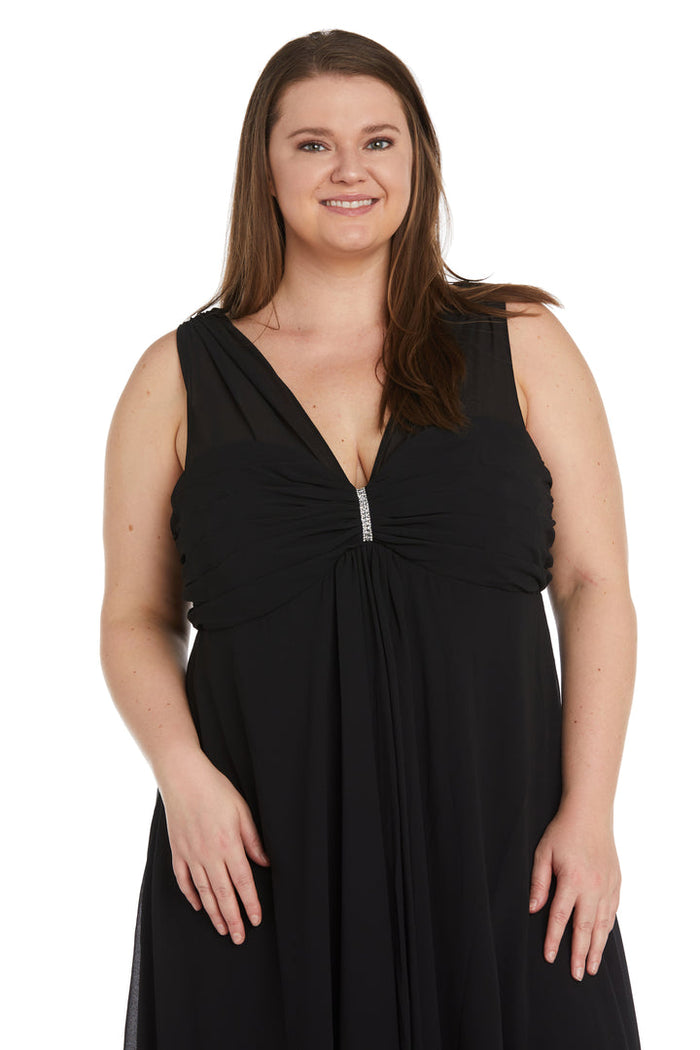 Plus Size Dresses Long Plus Size Formal Ruffle Flyaway Dress Black