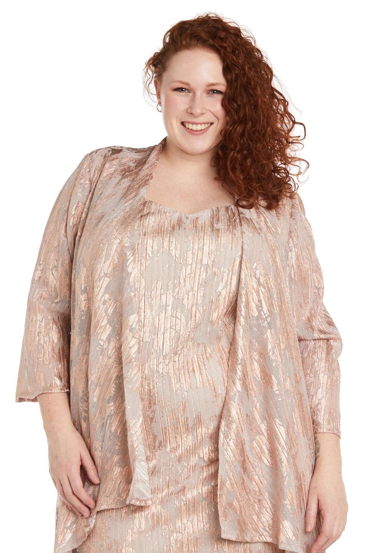 Mother of the Bride Dresses Plus Size Short Metallic Jacket Dress Rose Gold