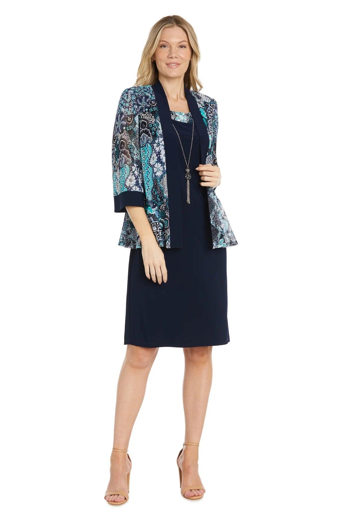 Mother of the Bride Dresses Short Petite Cocktail Jacket Dress Navy/Teal