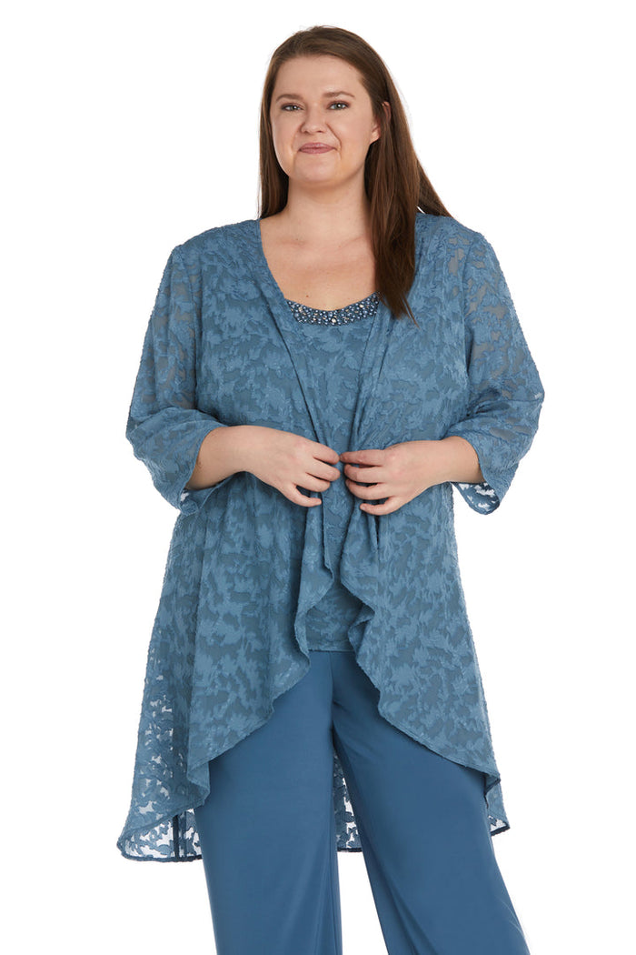 Pant Suit Plus Size Formal Mother of the Bride Pant Suit Jacket Set Slate