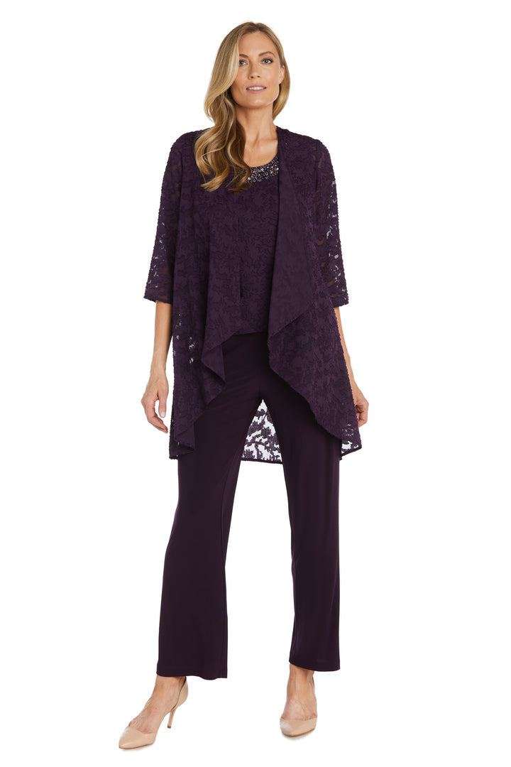 Pant Suit Long Formal Mother of the Bride Pant Suit Jacket Set Eggplant