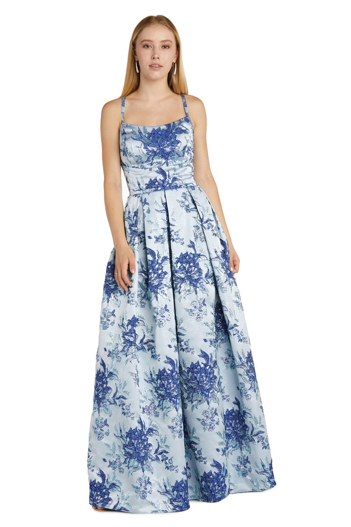 Formal Dresses Long Formal Prom Printed Dress Blue