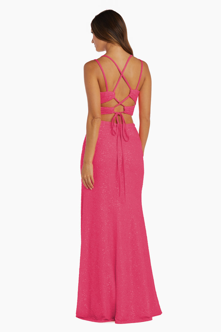 Prom Dresses Two Piece Sequin Formal Prom Dress Neon Pink