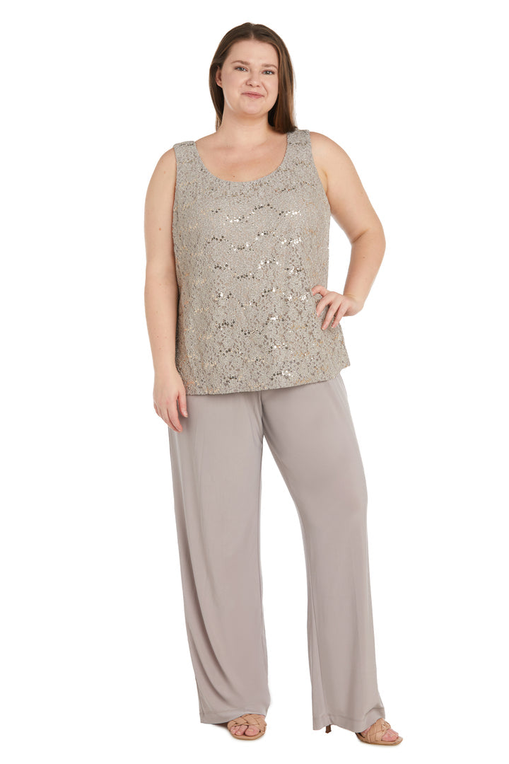Pant Suit Mother of the Bride Plus Size Pearl Jacket Pant Suit Taupe