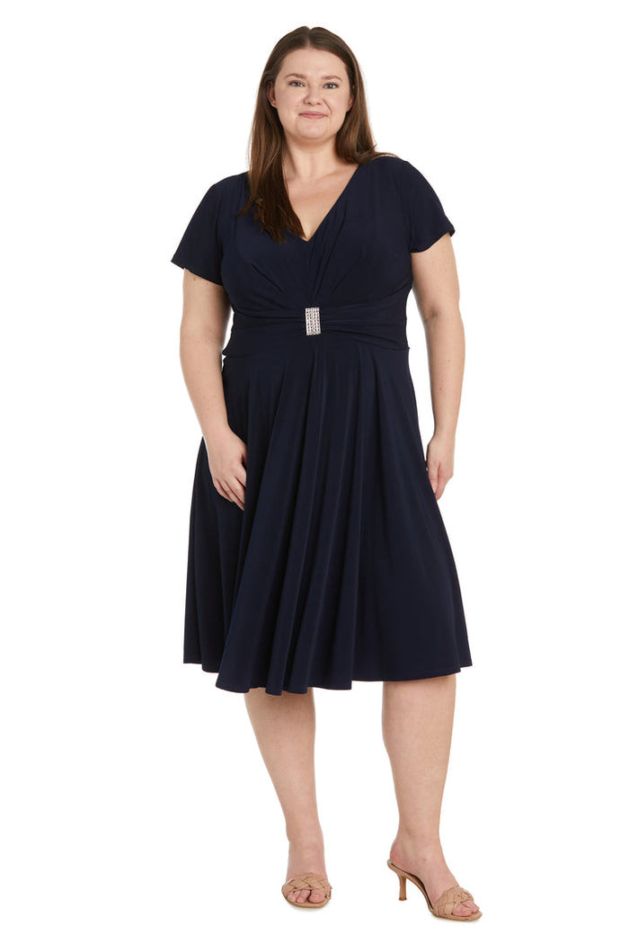 Plus Size Dresses Short Plus Size Mother of the Bride Knee Length Dress Navy
