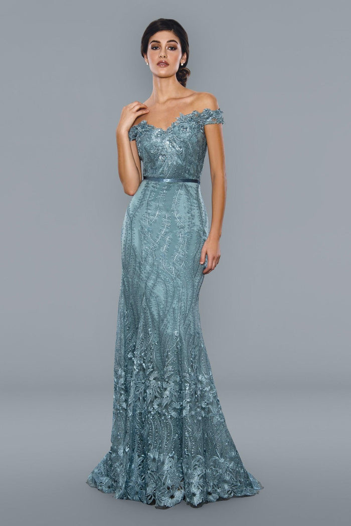 Prom Dress Long Off Shoulder Evening Gown Baby Blue