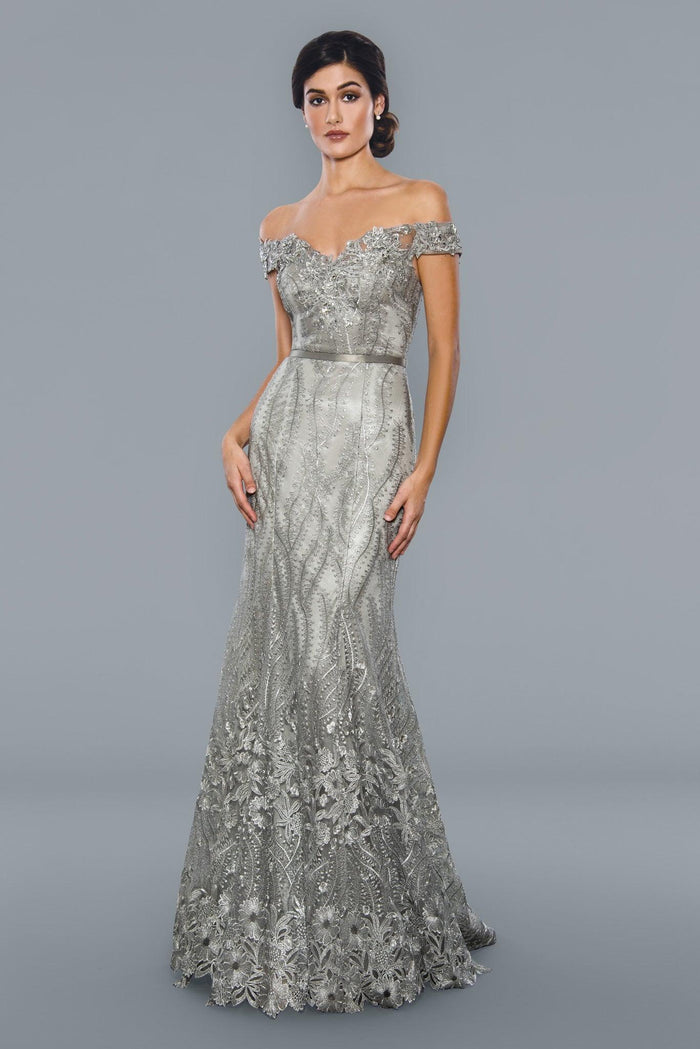 Prom Dress Long Off Shoulder Evening Gown Silver