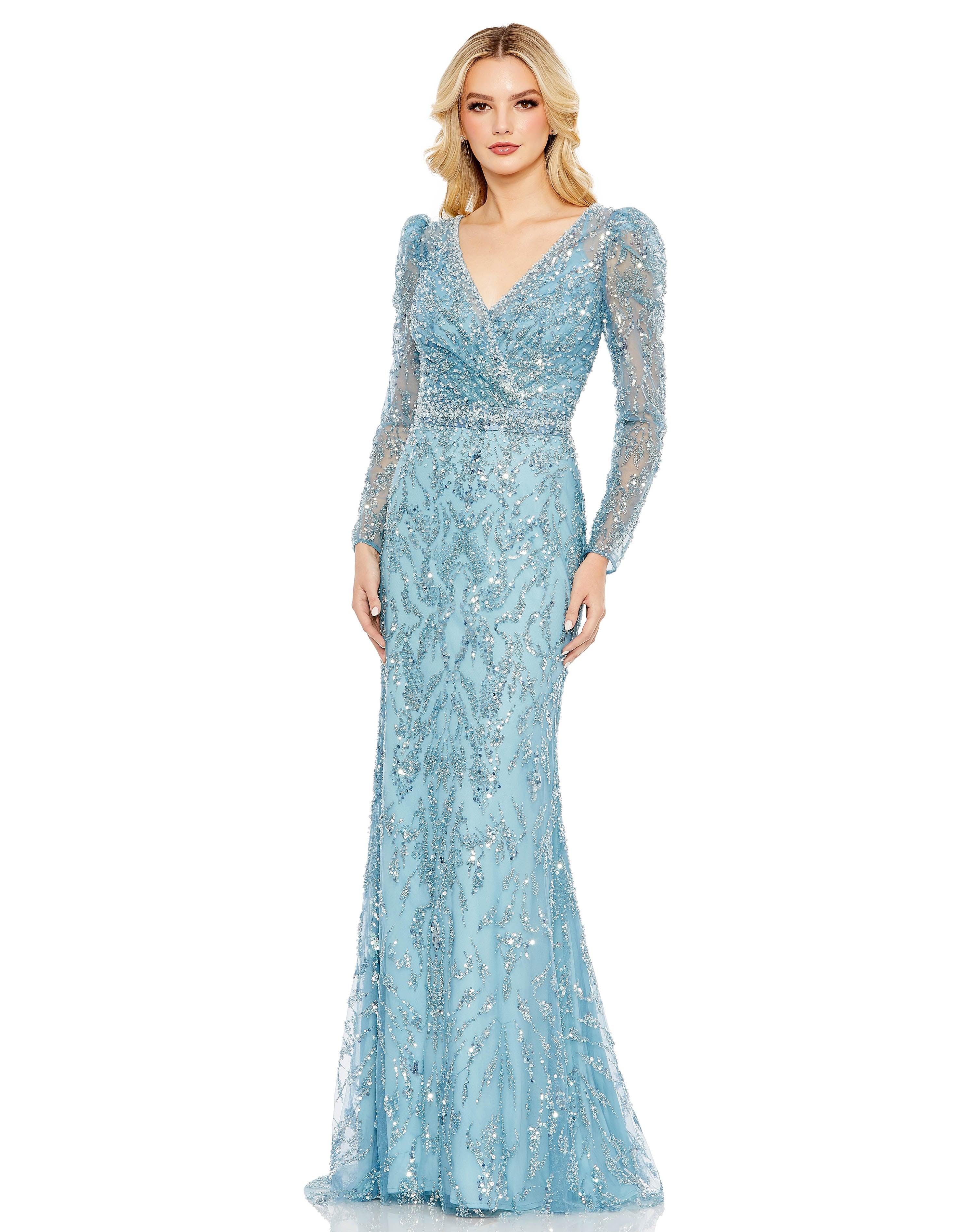 Aqua Mac Duggal 20442 Long Sleeve Formal Beaded Dress for $898.0 – The ...