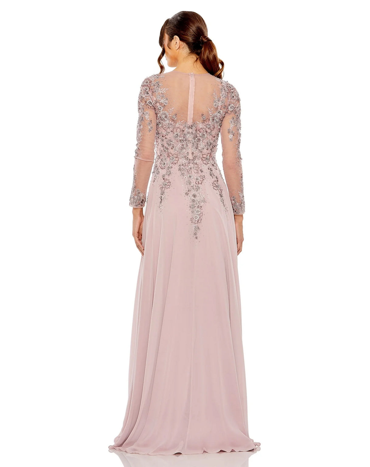 Mother of the Bride Dresses High Neck Long Sleeve Embellished A Line Dress Vintage Lilac