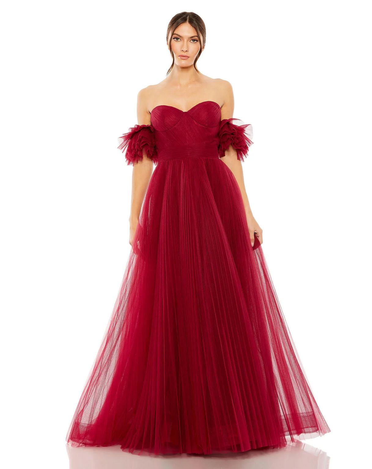 Long Off Shoulder Tulle A Line Dress Off Shoulder & Tulle Fabric Mac Duggal 20517