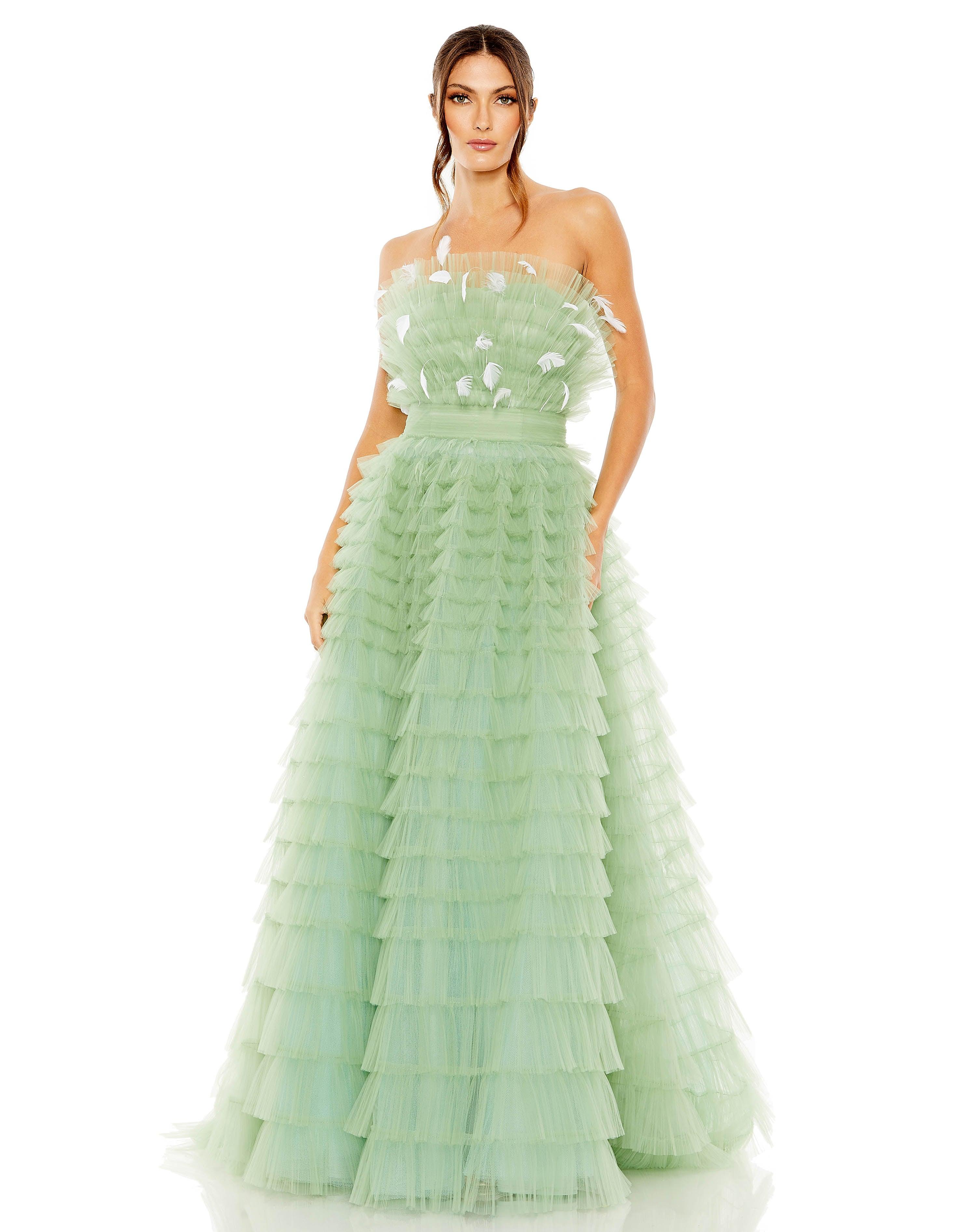Prom Dresses Long Ball Gown Strapples Prom Dress Sage