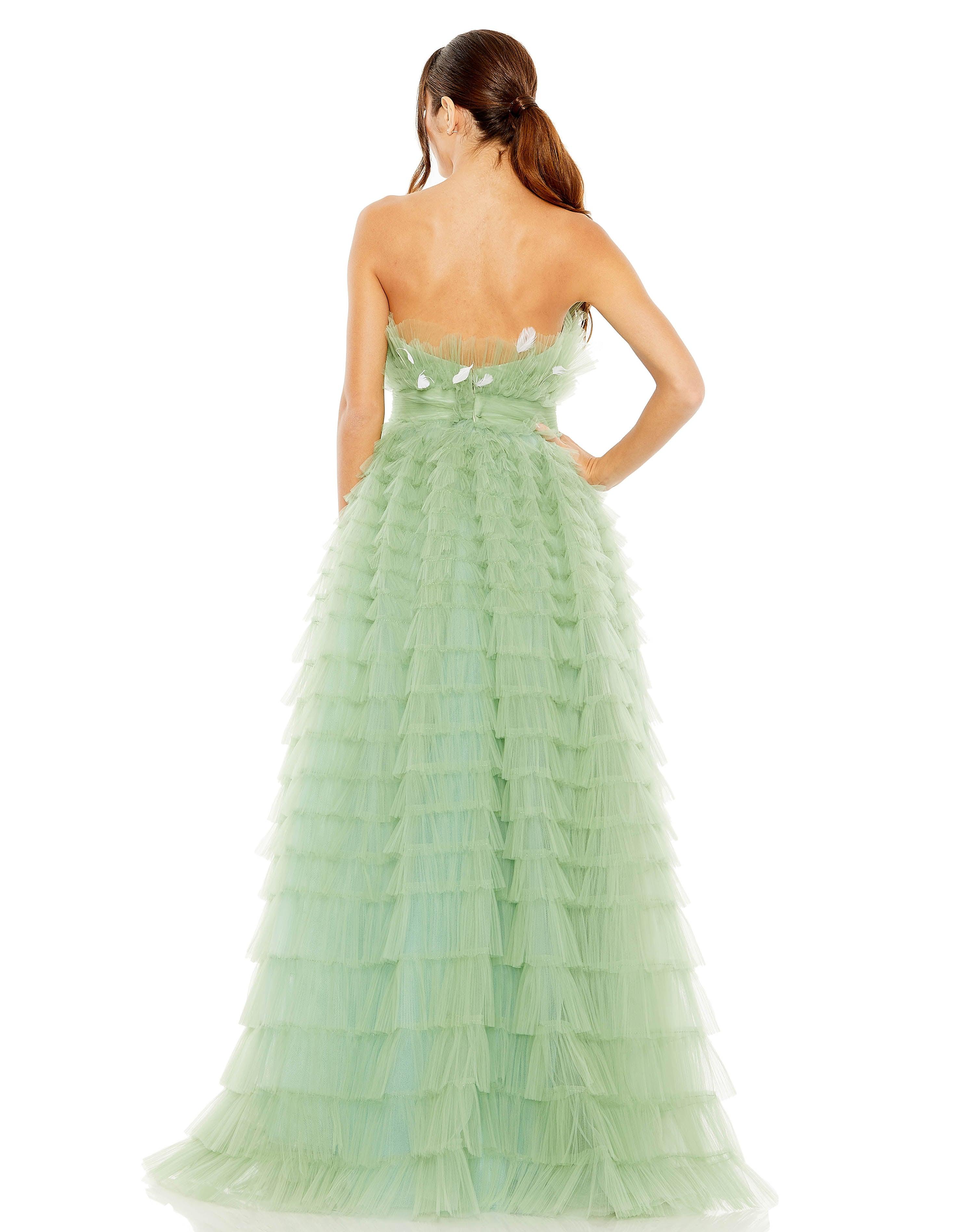 Prom Dresses Long Ball Gown Strapples Prom Dress Sage