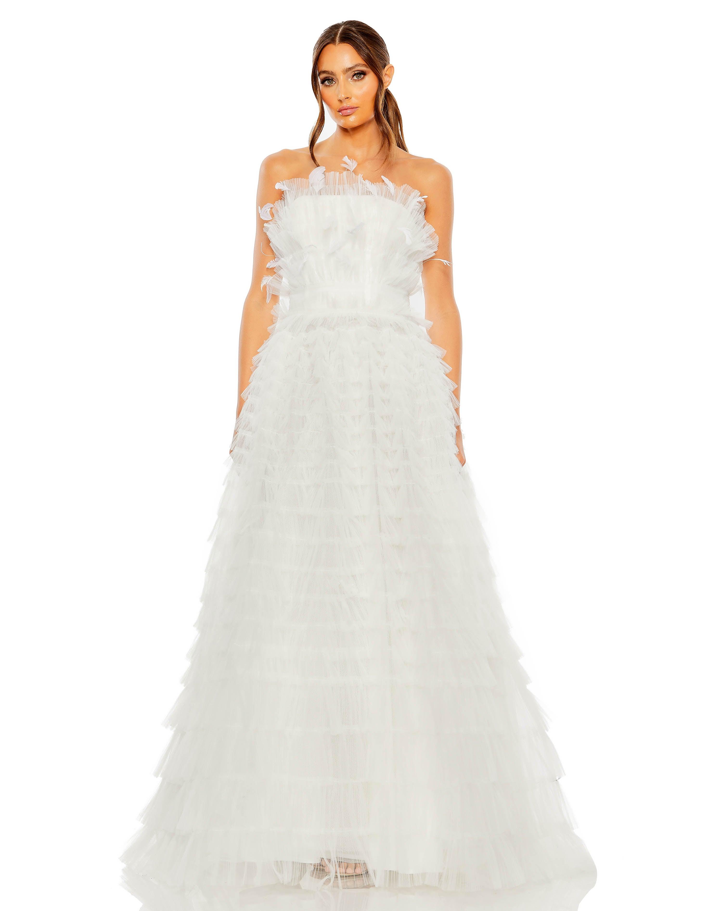 Prom Dresses Long Ball Gown Strapples Prom Dress White