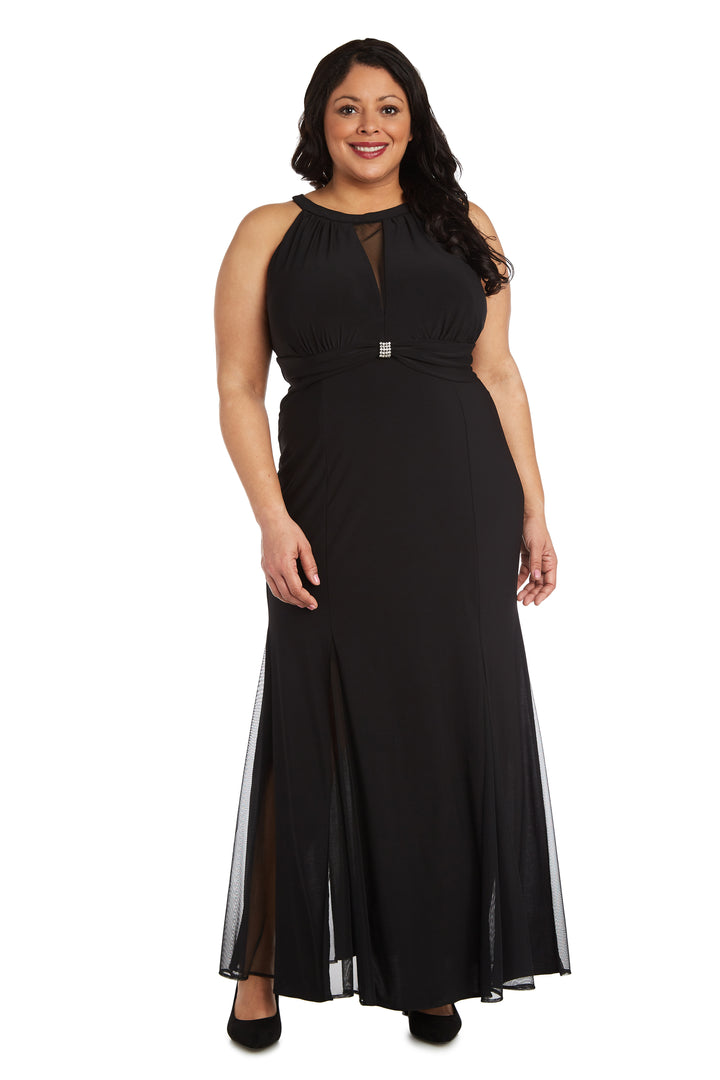 Black Nightway 22023W Long Halter Formal Plus Size Evening Dress