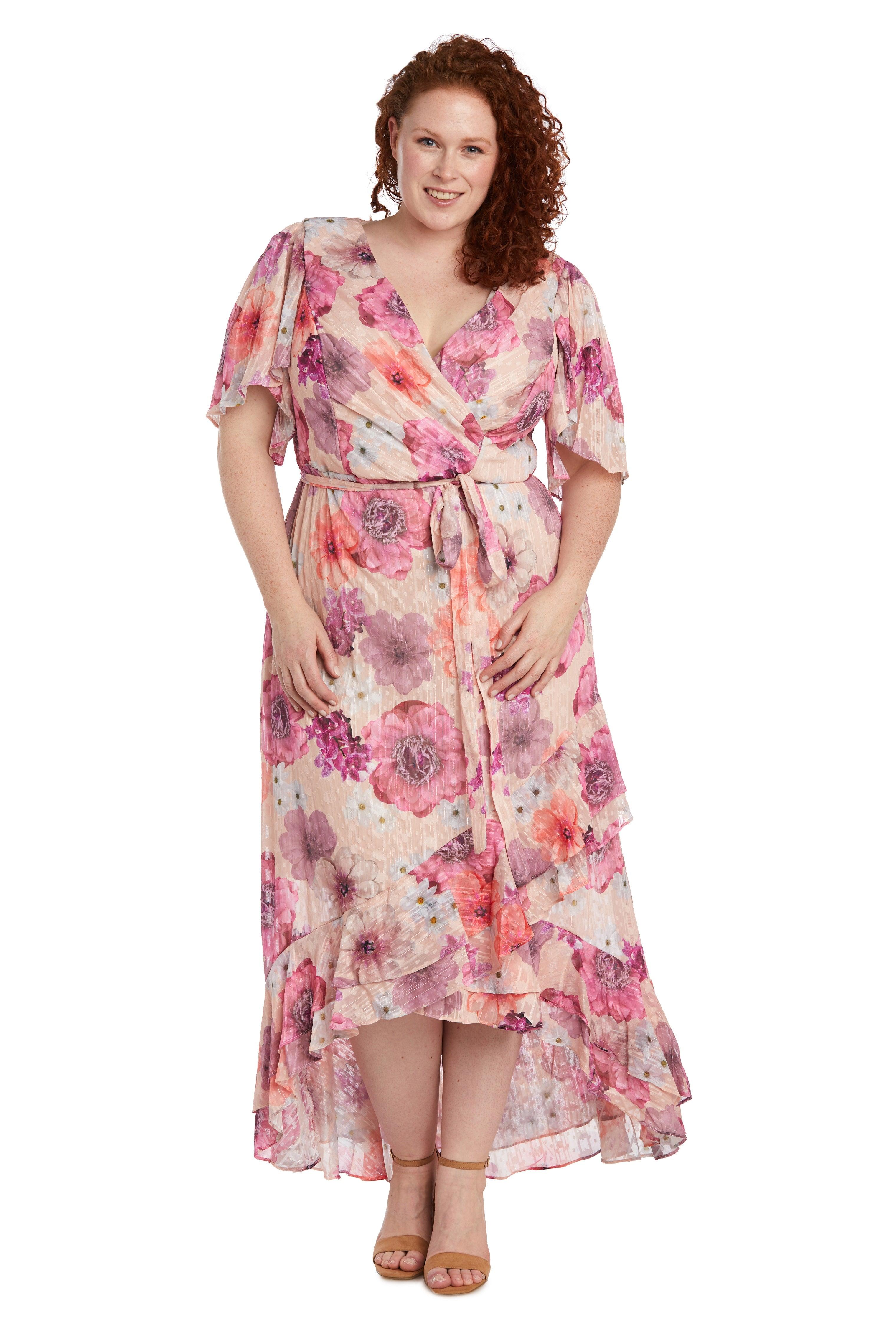 Pink Nightway High Low Floral Plus Size Dress 22138W