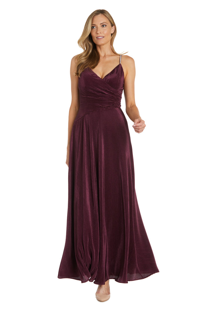 Wine Nightway 22270 Pleated Long Formal Evening Dress