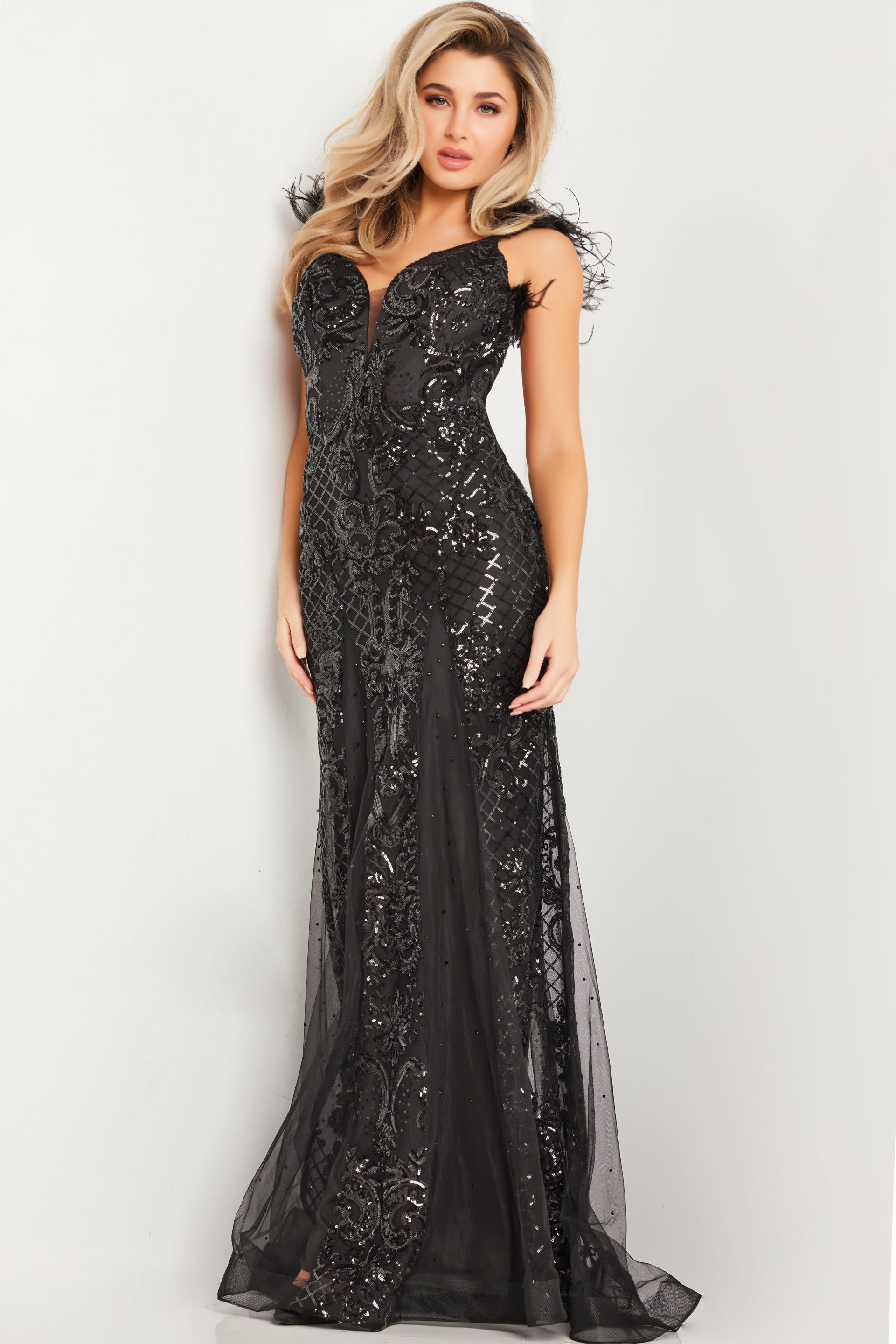 Black/Black Jovani 22507 Prom Long Formal Evening Dress