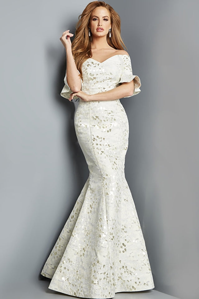 Formal Dresses Off the Shoulder Long Mermaid Gown Champagne