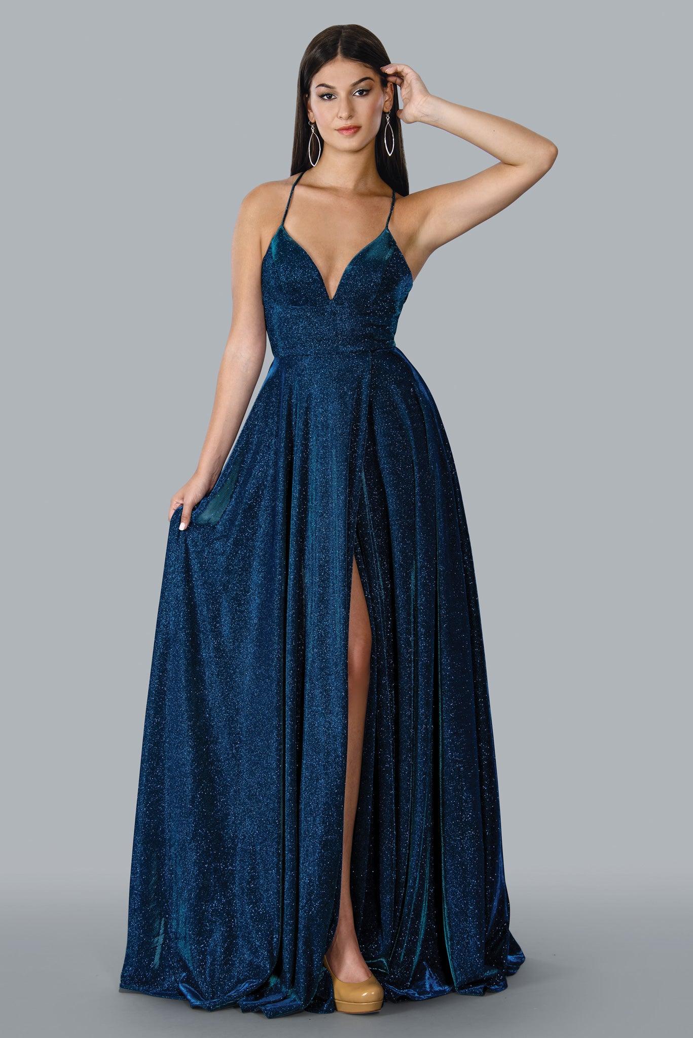 Stella Couture 23169 Long Spaghetti Strap Evening Gown