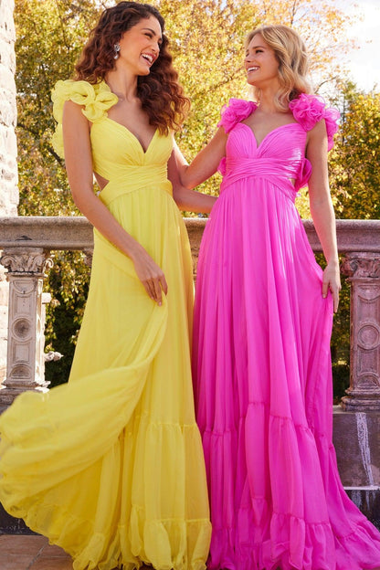Prom Dresses Long Sleeveless Pleated Maxi Prom Dress Hot Pink