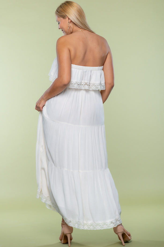 Cocktail Dresses Long Semi Formal Crochet Maxi Dress Ecru Ivory