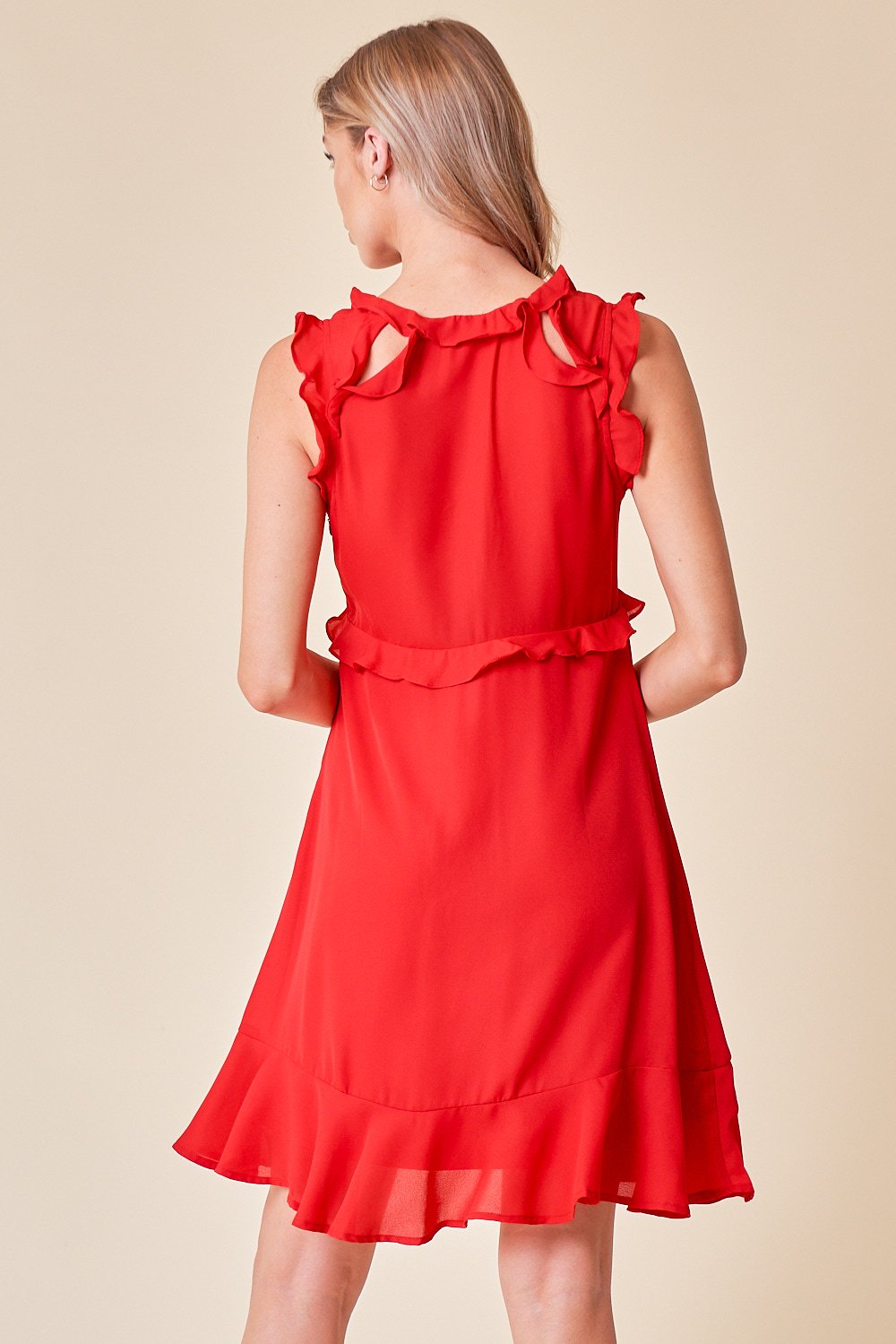 Cocktail Dresses Short Sleeveless Fit and Flare Dress Red