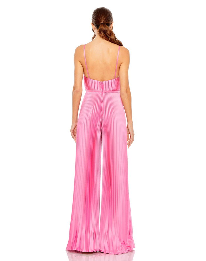 Jumpsuit Formal Pleated Wide Leg Jumpsuit Pink