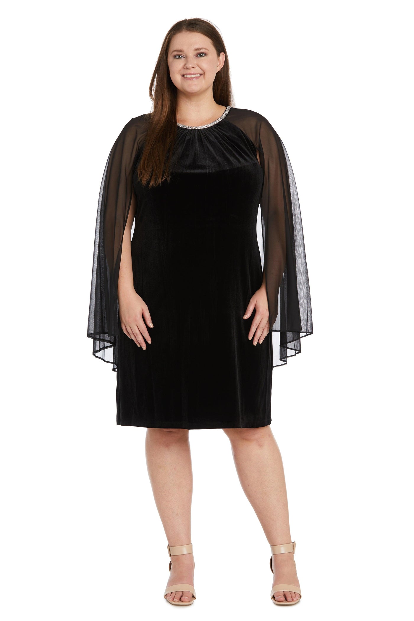 R&M Richards 2641W Short Plus Size Velvet Dress