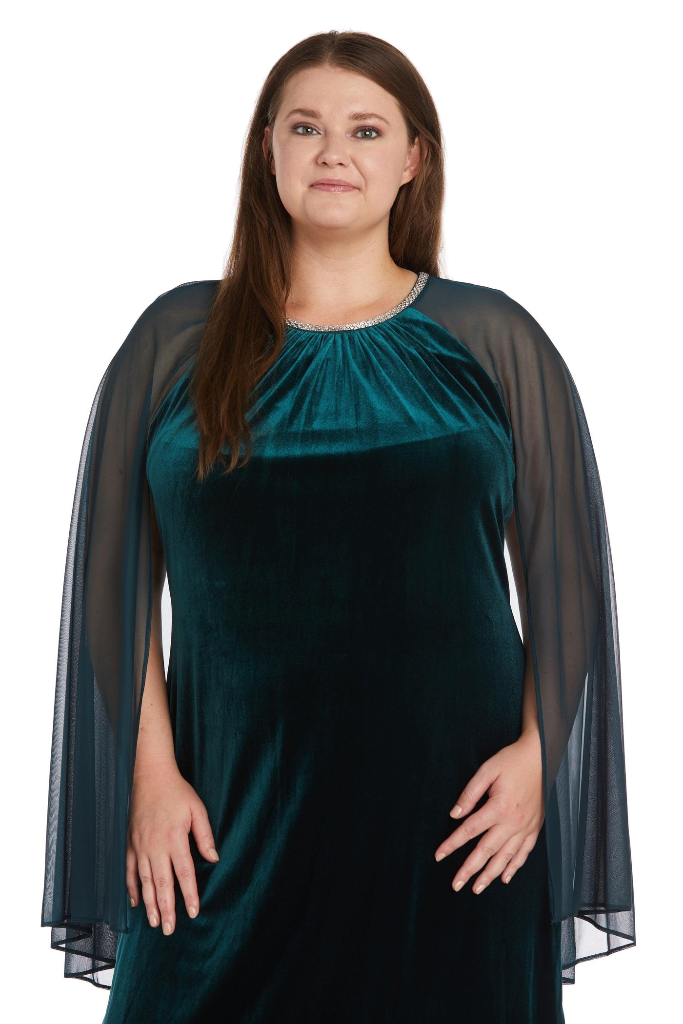 R&M Richards 2641W Short Plus Size Velvet Dress