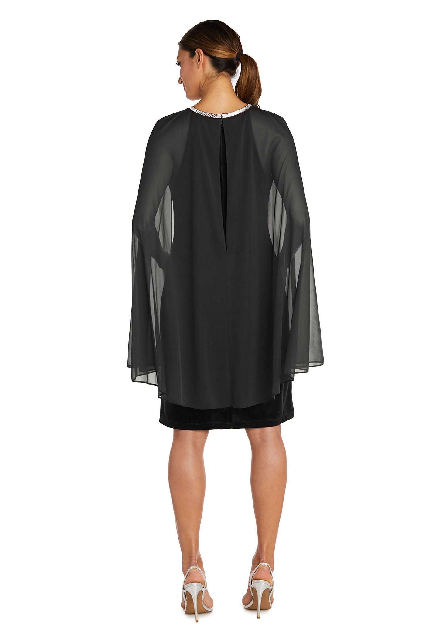 R&M Richards 2641P Short Petite Cape Cocktail Dress