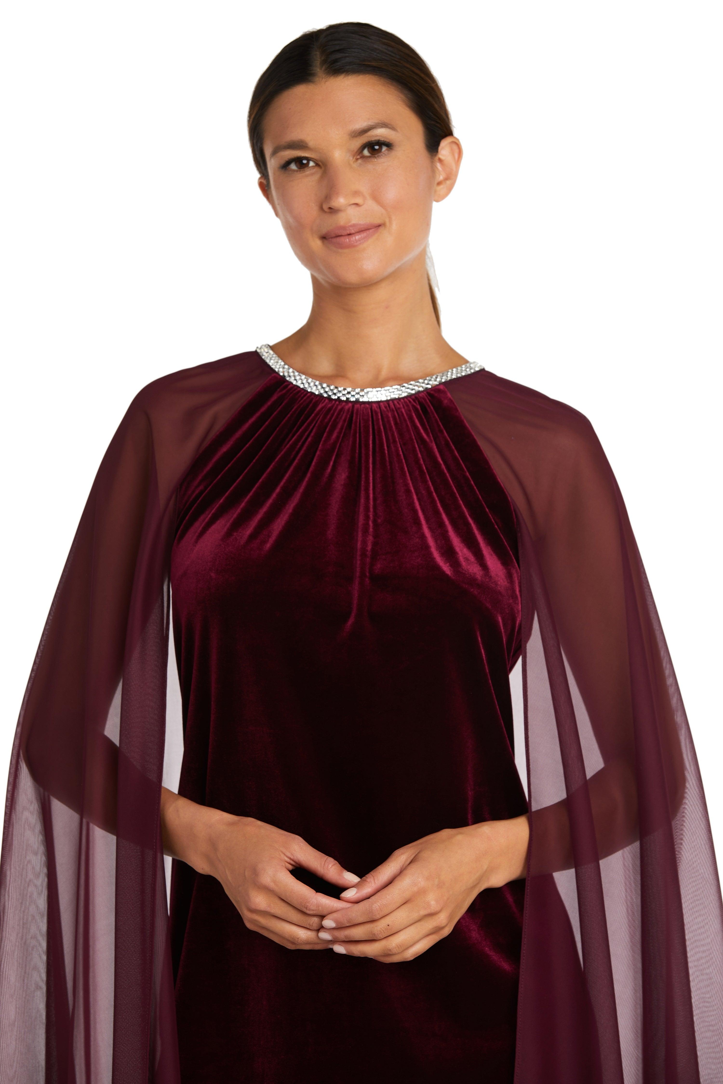 R&M Richards 2641P Short Petite Cape Cocktail Dress