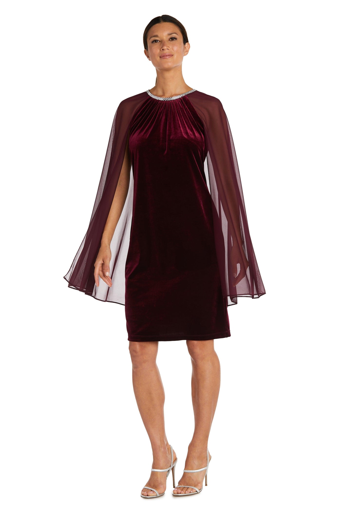R&M Richards 2641P Short Petite Cape Cocktail Dress
