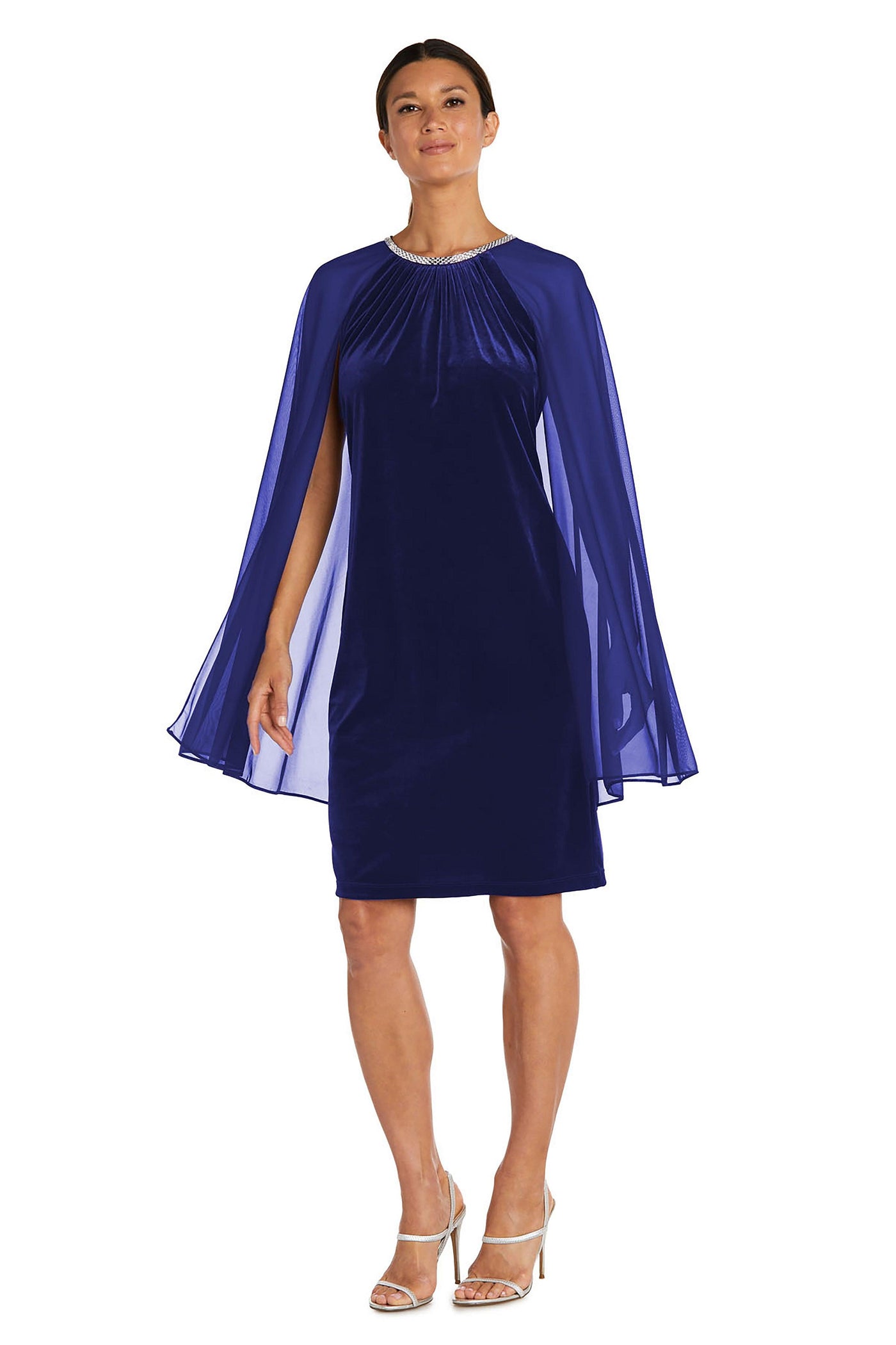 R&M Richards 2641P Short Petite Cape Cocktail Dress