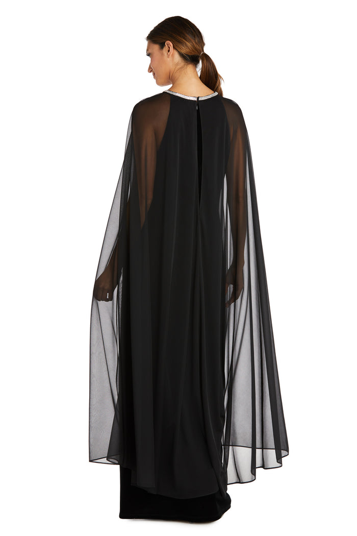Mother of the Bride Dresses Long Cape Formal Evening Dress Black