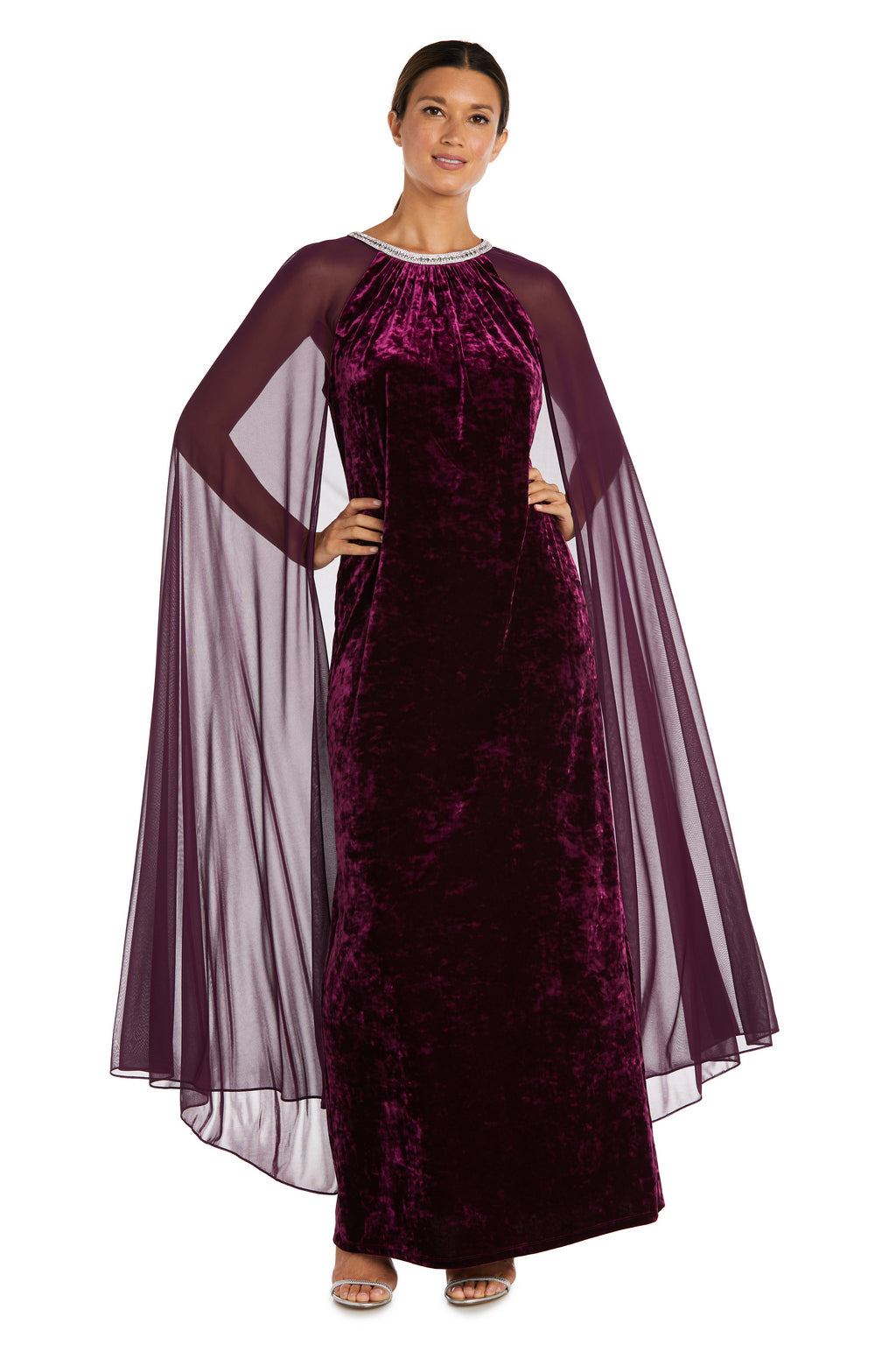Plus Size Dresses Long Formal Plus Size Mother of the Bride Cape Dress Wine